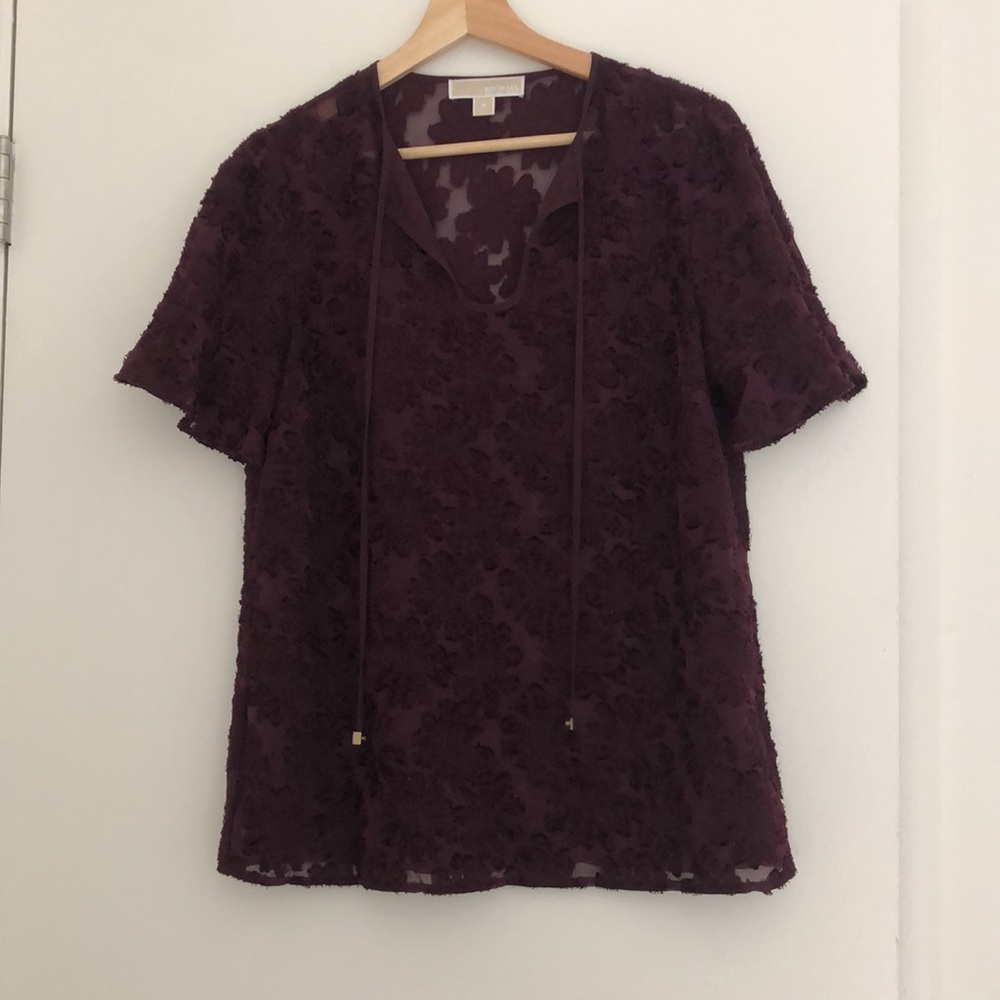 Michael Kors Flocked Velvet Illusion Top - Medium - Picture 2 of 7